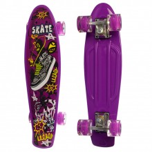 Детский скейтборд Пенни борд Profi Colorful Penny Board Фиолетовый с рисунком и светящимися колесами Детский скейтборд Пенни борд Profi Colorful Penny Board Фиолетовый с рисунком и светящимися колесами