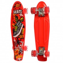 Детский скейтборд Пенни борд Profi Colorful Penny Board Красный с рисунком и светящимися колесами Детский скейтборд Пенни борд Profi Colorful Penny Board Красный с рисунком и светящимися колесами