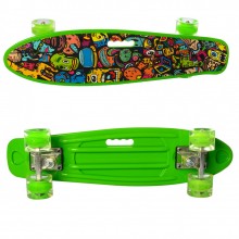 Детский скейтборд Пенни борд MAXLEND Penny Board Lights Зеленый со светящимися колесами