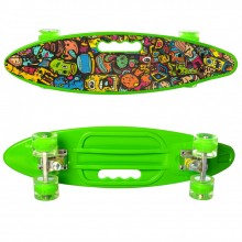 Детский скейтборд Пенни борд MAXLEND Penny Board City Зеленый с принтом