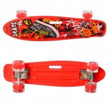 Детский скейтборд Пенни борд MAXLEND Penny Board Lights Красный со светящимися колесами