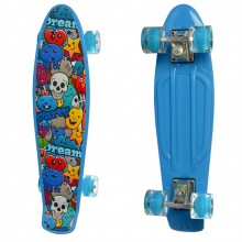 Детский скейтборд Пенни борд Profi Colorful Penny Board Голубой с рисунком и светящимися колесами Детский скейтборд Пенни борд Profi Colorful Penny Board Голубой с рисунком и светящимися колесами