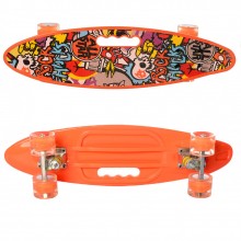 Детский скейтборд Пенни борд MAXLEND Penny Board City Оранжевый с принтом