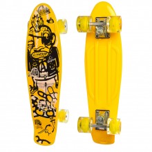 Детский скейтборд Пенни борд Profi Colorful Penny Board Желтый с рисунком и светящимися колесами Детский скейтборд Пенни борд Profi Colorful Penny Board Желтый с рисунком и светящимися колесами