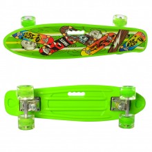 Детский скейтборд Пенни борд MAXLEND Penny Board Lights Салатовый со светящимися колесами
