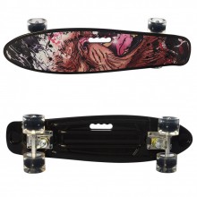 Детский скейтборд Пенни борд MAXLEND Penny Board Lights Черный со светящимися колесами