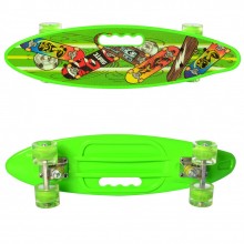Детский скейтборд Пенни борд MAXLEND Penny Board City Салатовый с принтом