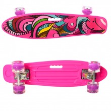 Детский скейтборд Пенни борд MAXLEND Penny Board Lights Розовый со светящимися колесами
