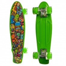 Детский скейтборд Пенни борд Profi Colorful Penny Board Зеленый с рисунком и светящимися колесами Детский скейтборд Пенни борд Profi Colorful Penny Board Зеленый с рисунком и светящимися колесами