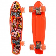 Детский скейтборд Пенни борд Profi Colorful Penny Board Оранжевый с рисунком и светящимися колесами Детский скейтборд Пенни борд Profi Colorful Penny Board Оранжевый с рисунком и светящимися колесами