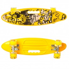 Детский скейтборд Пенни борд MAXLEND Penny Board City Желтый с принтом