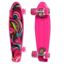 Детский скейтборд Пенни борд Profi Colorful Penny Board Розовый с рисунком и светящимися колесами Детский скейтборд Пенни борд Profi Colorful Penny Board Розовый с рисунком и светящимися колесами