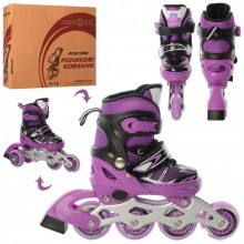 Детские раздвижные ролики Profi Roller Skates Flex Фиолетовые 27-30 размер на шнуровке Детские раздвижные ролики Profi Roller Skates Flex Фиолетовые 27-30 размер на шнуровке