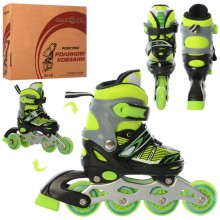 Детские раздвижные ролики Profi Roller Skates Flex Зеленый 27-30 размер на шнуровке Детские раздвижные ролики Profi Roller Skates Flex Зеленый 27-30 размер на шнуровке