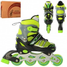 Детские раздвижные ролики Profi Roller Skates Flex Черно-зеленый 31-34 размер на шнуровке Детские раздвижные ролики Profi Roller Skates Flex Черно-зеленый 31-34 размер на шнуровке