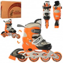 Детские раздвижные ролики Profi Roller Skates Flex Оранжевые 27-30 размер на шнуровке Детские раздвижные ролики Profi Roller Skates Flex Оранжевые 27-30 размер на шнуровке