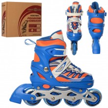 Роликовые коньки детские раздвижные Profi Roller Skates Голубые 35-38 на липучке с тормозом Роликовые коньки детские раздвижные Profi Roller Skates Голубые 35-38 на липучке с тормозом