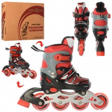 Детские раздвижные ролики Profi Roller Skates Flex Красные 27-30 размер на шнуровке Детские раздвижные ролики Profi Roller Skates Flex Красные 27-30 размер на шнуровке