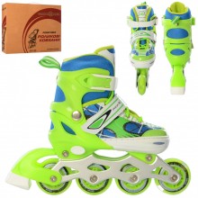 Детские раздвижные ролики Profi Roller Skates Flex Зеленый 31-34 размер на шнуровке Детские раздвижные ролики Profi Roller Skates Flex Зеленый 31-34 размер на шнуровке