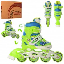 Детские раздвижные ролики Profi Roller Skates Flex Зеленые 27-30 размер на шнуровке Детские раздвижные ролики Profi Roller Skates Flex Зеленые 27-30 размер на шнуровке