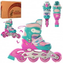 Детские раздвижные ролики Profi Roller Skates Flex Розово-голубые 27-30 размер на шнуровке Детские раздвижные ролики Profi Roller Skates Flex Розово-голубые 27-30 размер на шнуровке
