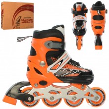 Детские раздвижные роликовые коньки Profi Roller Skates Midi Оранжевые 31-34 размер на шнуровке Детские раздвижные роликовые коньки Profi Roller Skates Midi Оранжевые 31-34 размер на шнуровке