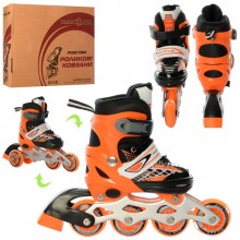 Детские раздвижные роликовые коньки Profi Roller Skates Mini Оранжевый 27-30 размер на шнуровке Детские раздвижные роликовые коньки Profi Roller Skates Mini Оранжевый 27-30 размер на шнуровке