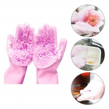 Силиконовые кухонные перчатки губка UTM перчатка для мытья посуды 2шт Pink Силиконовые кухонные перчатки губка UTM перчатка для мытья посуды 2шт Pink