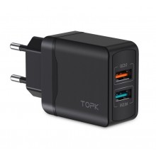Быстрая зарядка для гаджетов TOPK B244Q Quick Charge Qualcomm 3.0 28W 3A Быстрая зарядка для гаджетов TOPK B244Q Quick Charge Qualcomm 3.0 28W 3A